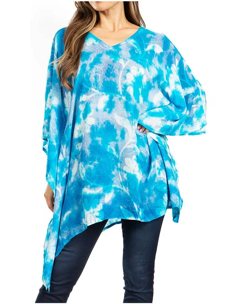 Sakkas Adalwin Second TieDye Desert Sun Circle Ponch Tunic Top Blouse W/Embroidery