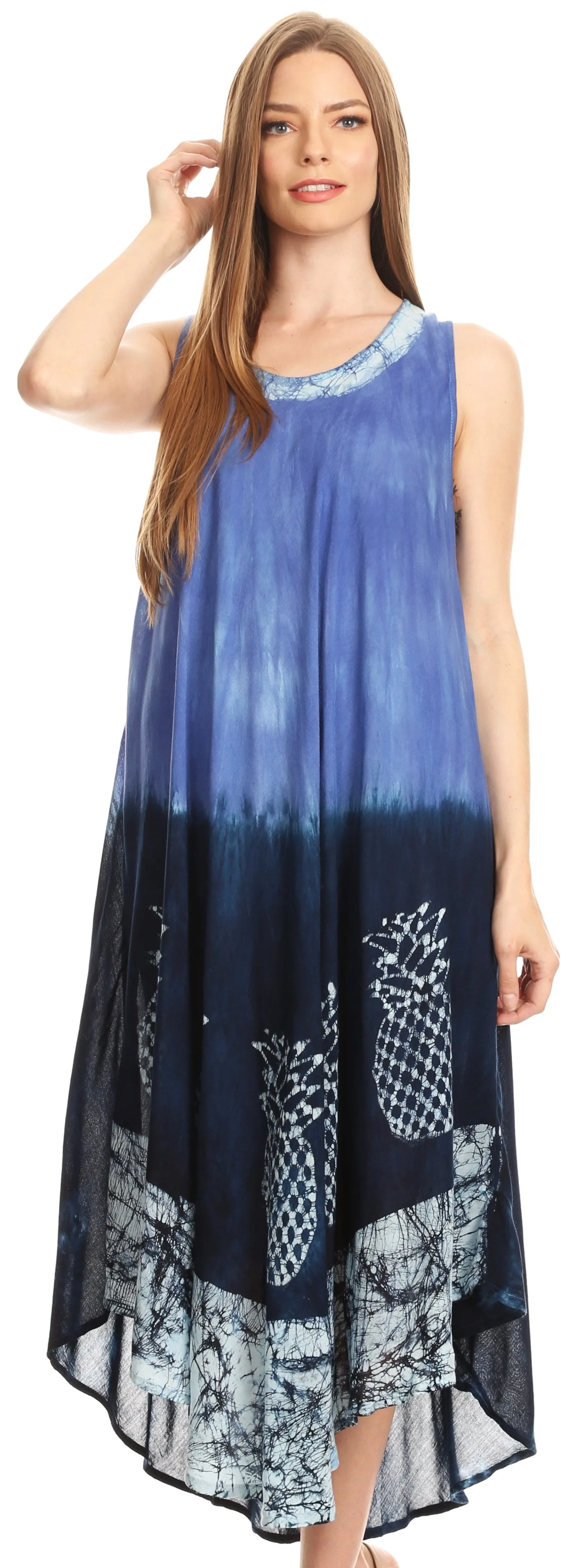 Sakkas Basira  Womens Relax Lounge Everyday Summer Long Dress Tie-dye Tropical