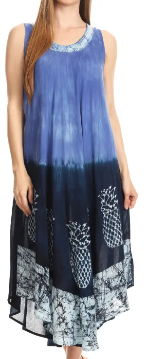 Sakkas Basira  Womens Relax Lounge Everyday Summer Long Dress Tie-dye Tropical