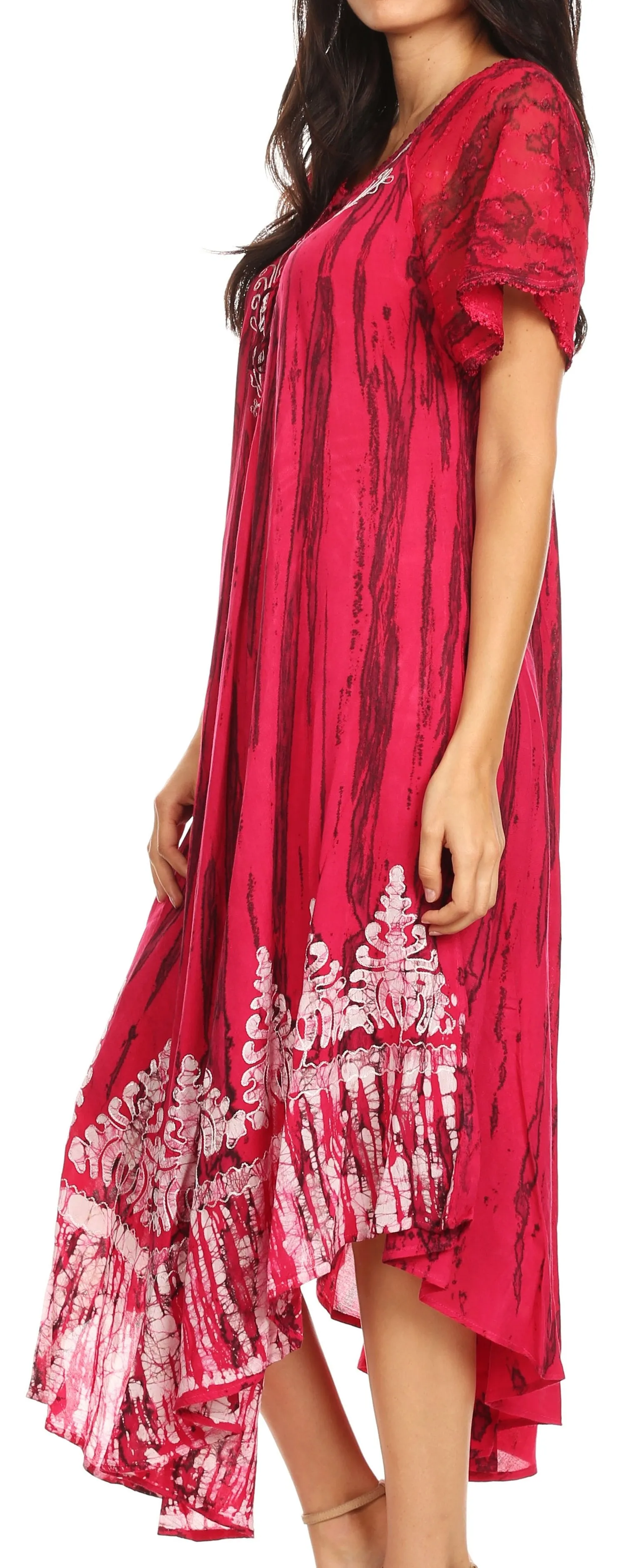 Sakkas Devora Women's Maxi NightGown Caftan Kaftan Dress Tie Dye Batik & Corset