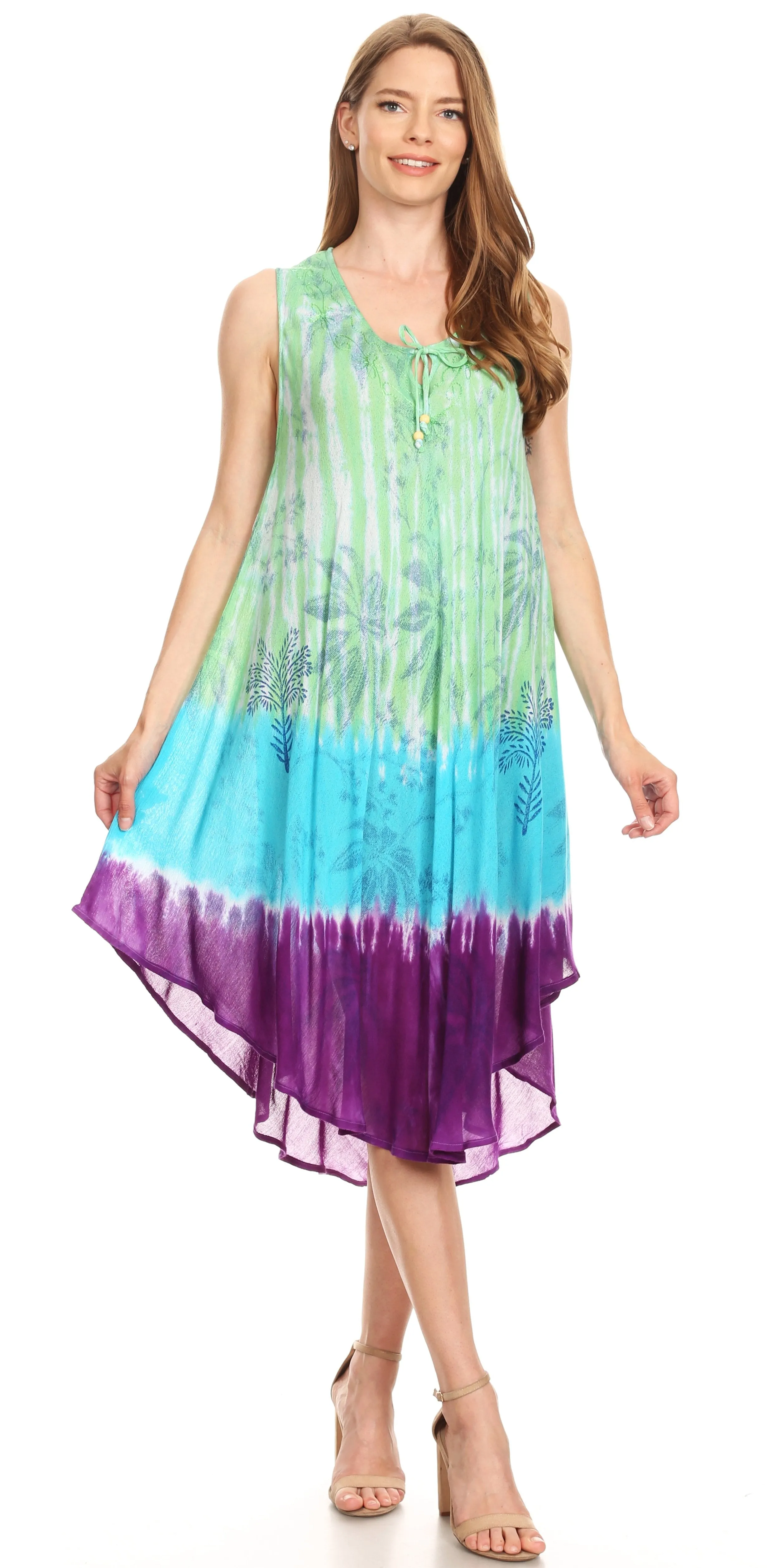 Sakkas Etta Women's Sleeveless Casual Summer Maxi Loose Fit Tie Dye Long Dress