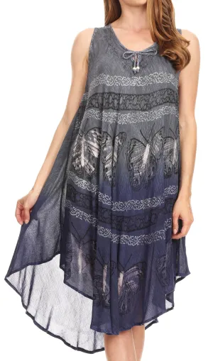 Sakkas Etta Women's Sleeveless Casual Summer Maxi Loose Fit Tie Dye Long Dress