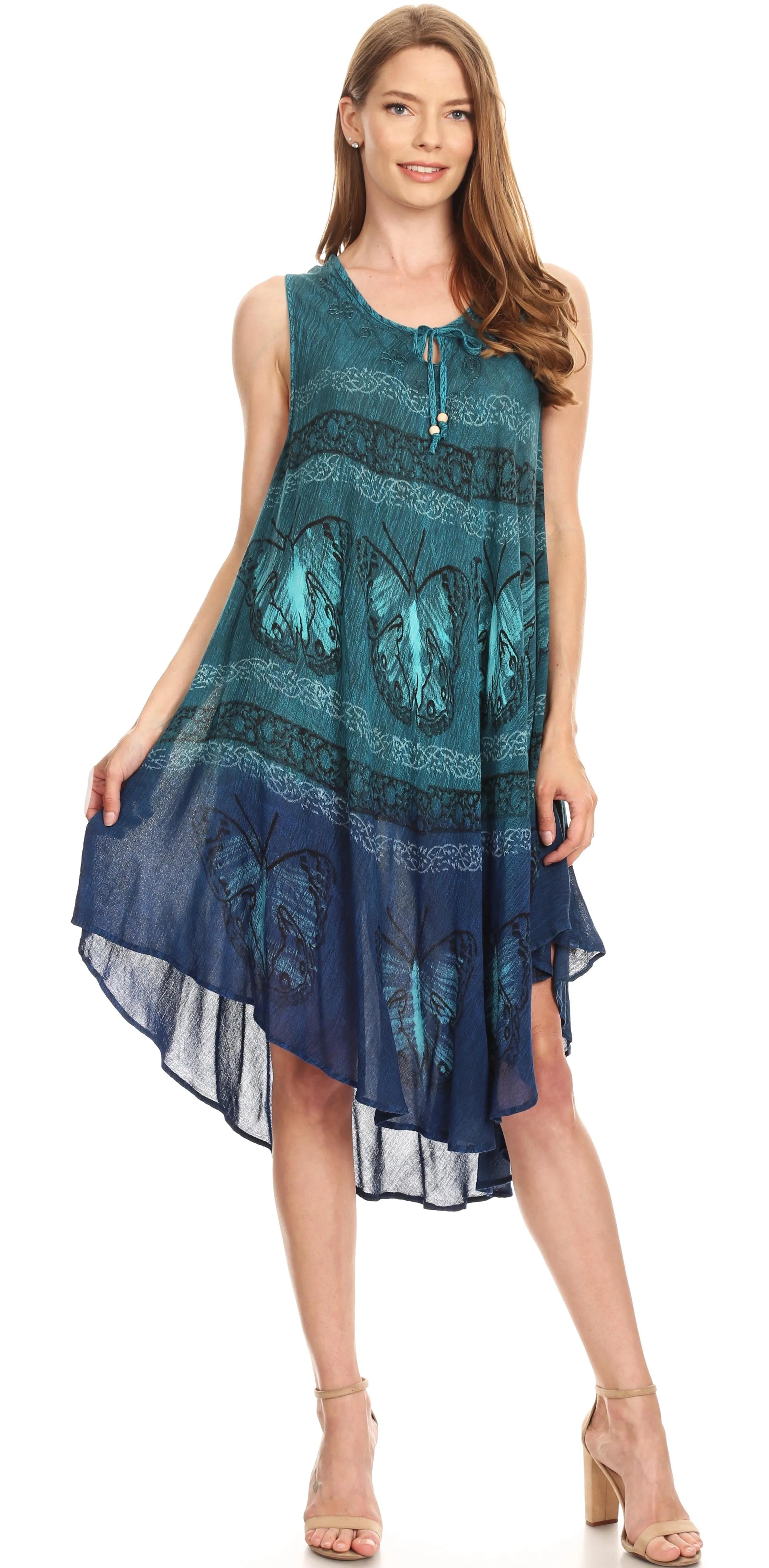 Sakkas Etta Women's Sleeveless Casual Summer Maxi Loose Fit Tie Dye Long Dress