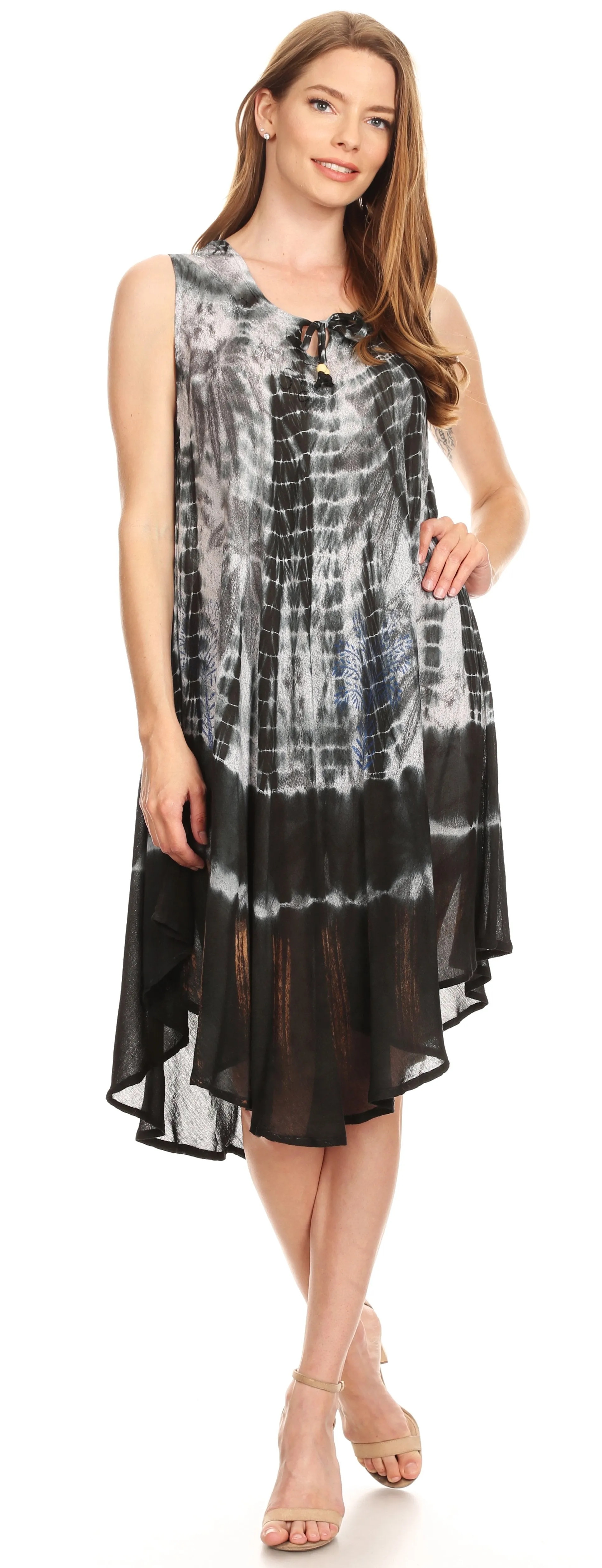 Sakkas Etta Women's Sleeveless Casual Summer Maxi Loose Fit Tie Dye Long Dress