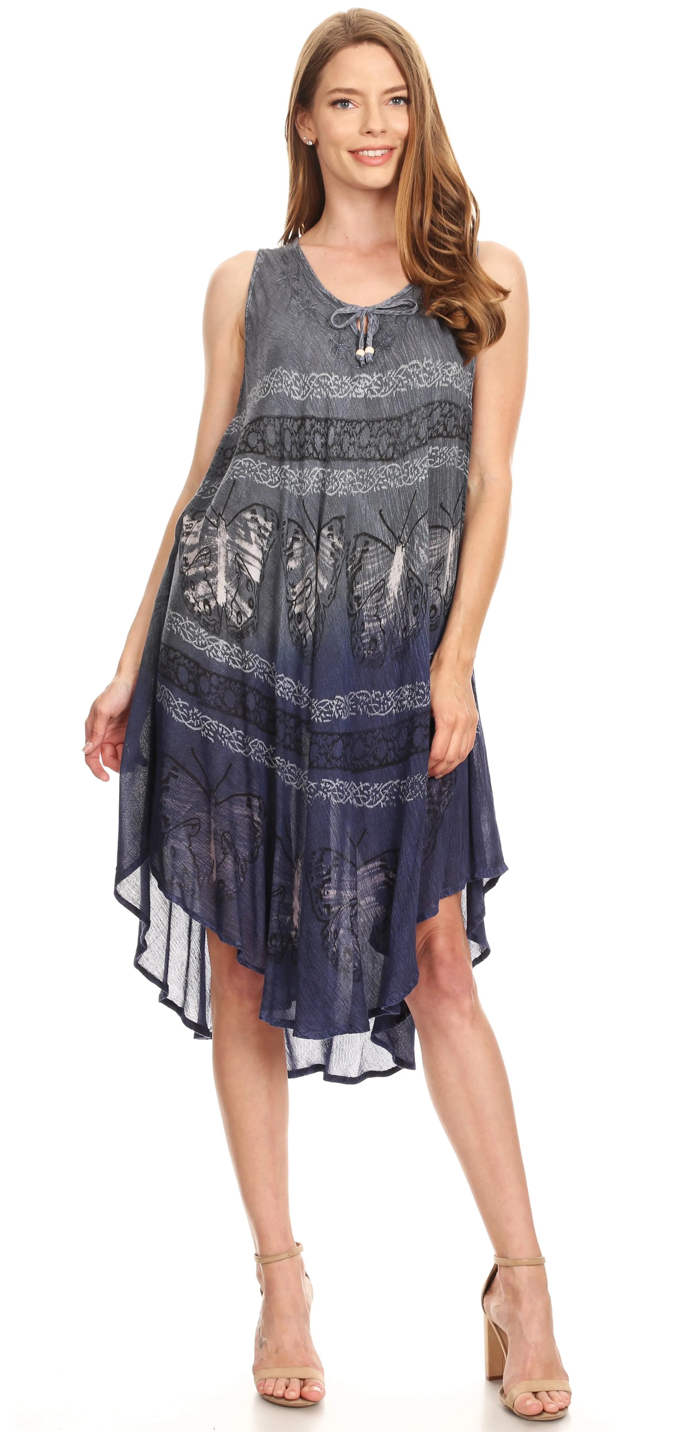 Sakkas Etta Women's Sleeveless Casual Summer Maxi Loose Fit Tie Dye Long Dress