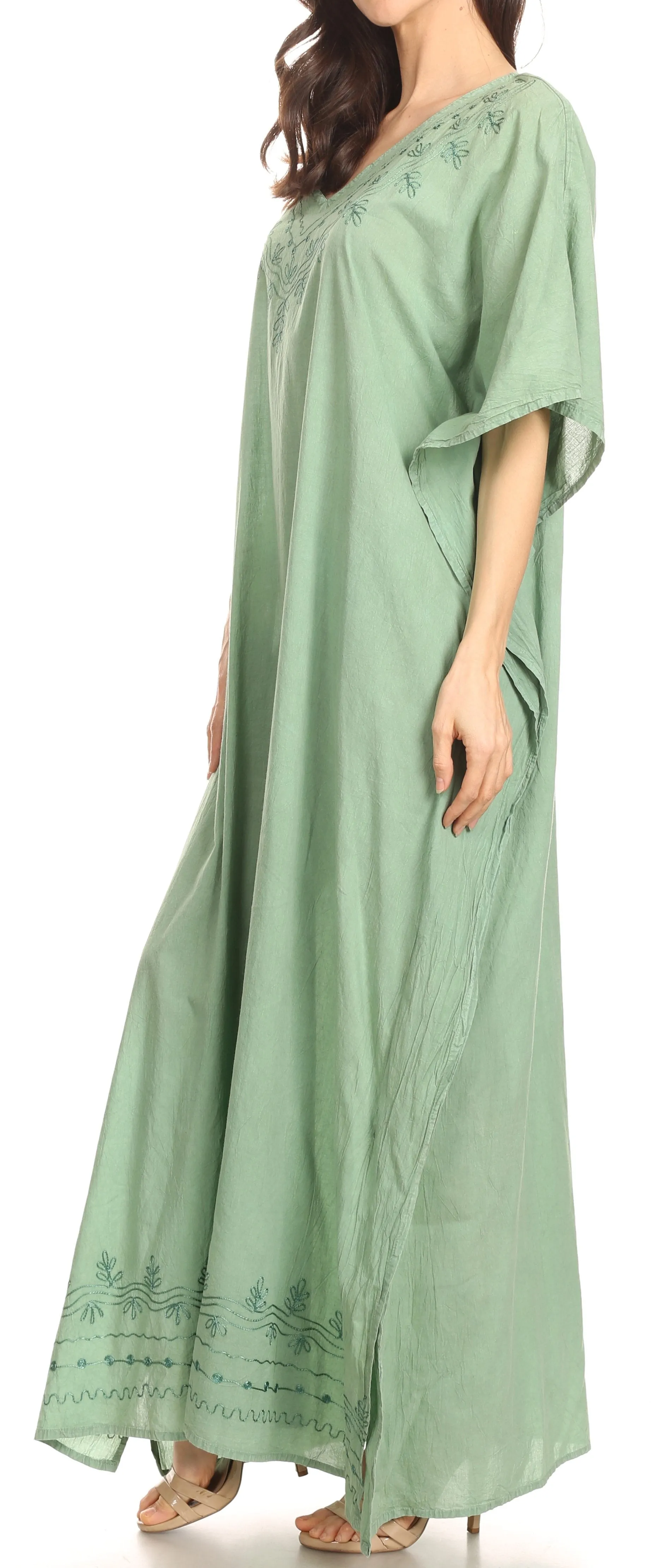 Sakkas Favi Womens Casual Long Maxi Dress Caftan Cover Up Loungewear in Rayon