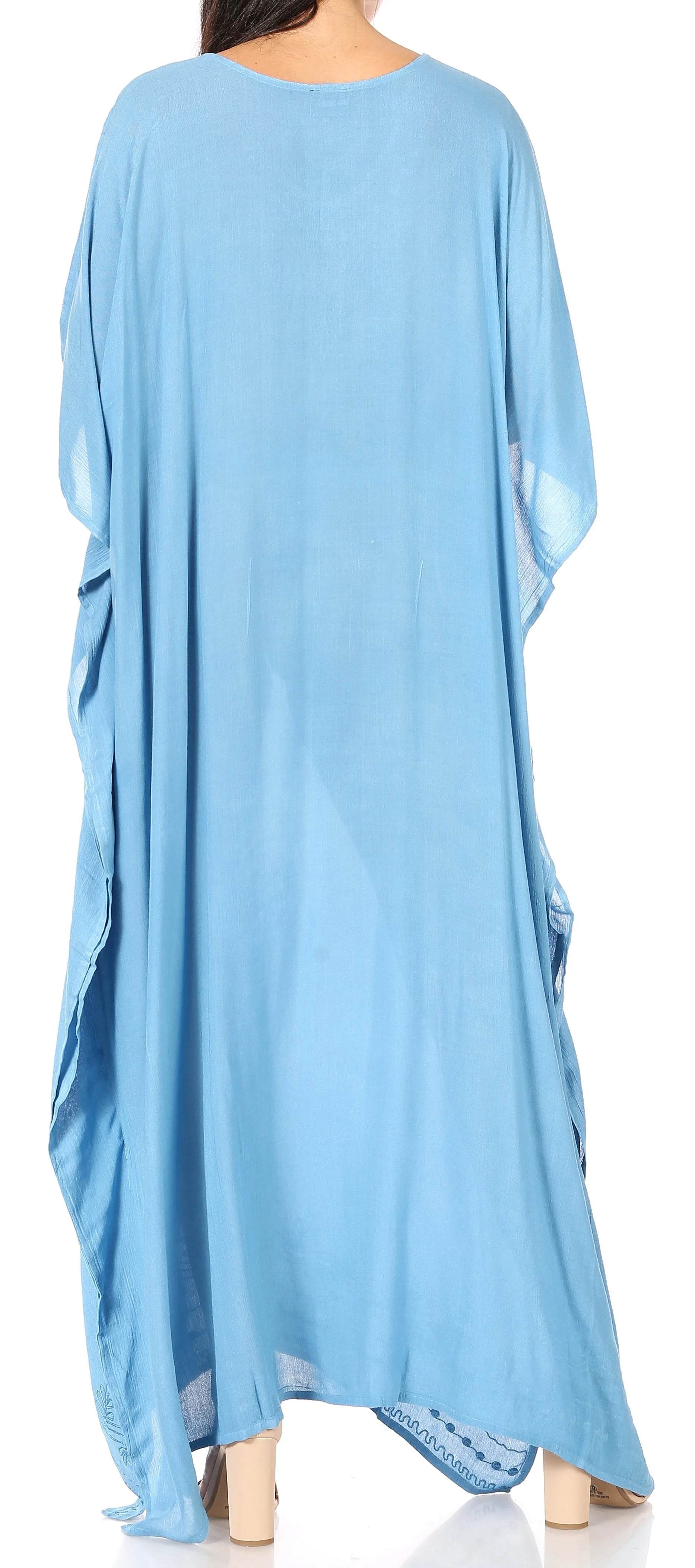 Sakkas Favi Womens Casual Long Maxi Dress Caftan Cover Up Loungewear in Rayon