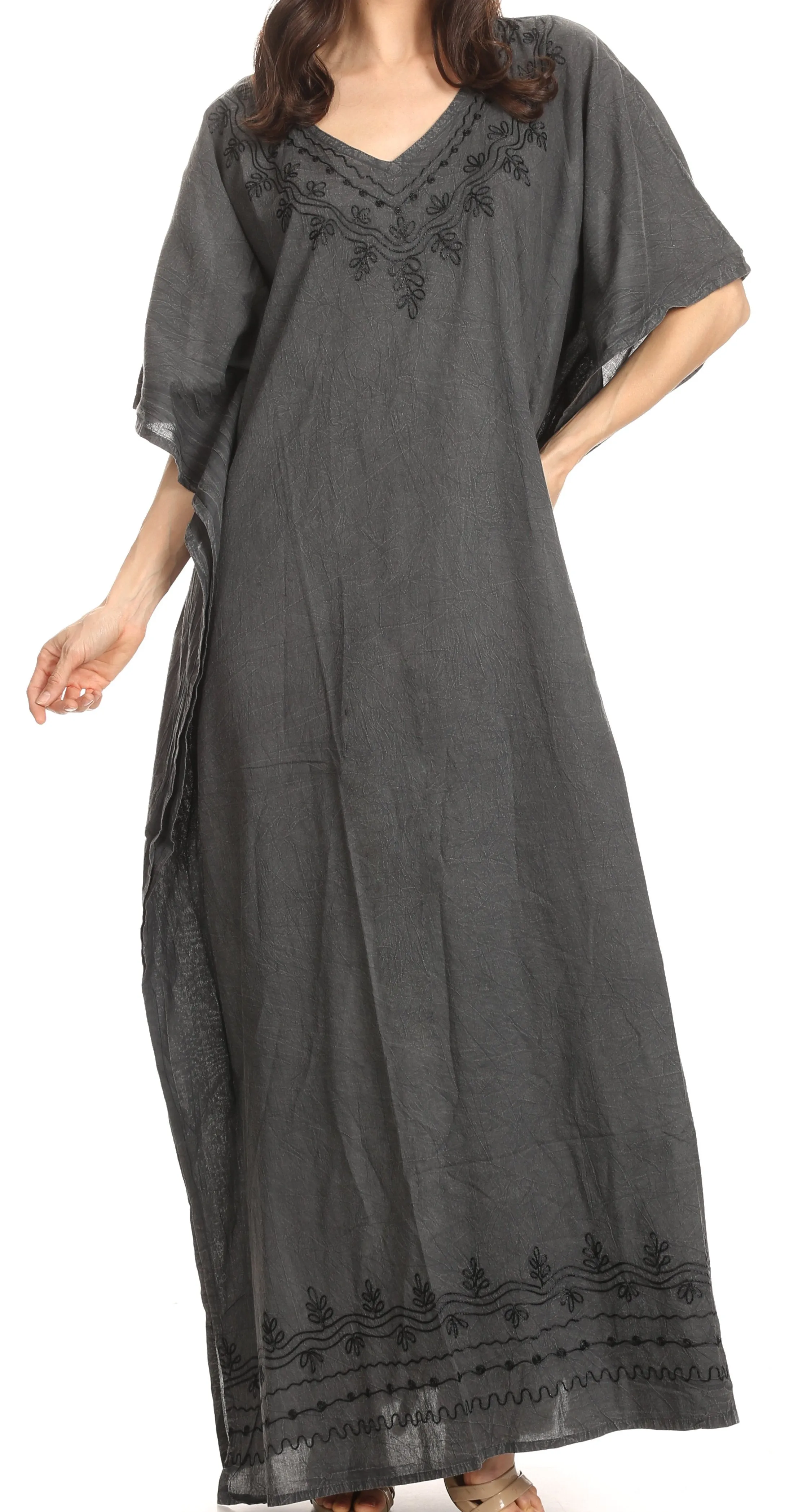 Sakkas Favi Womens Casual Long Maxi Dress Caftan Cover Up Loungewear in Rayon