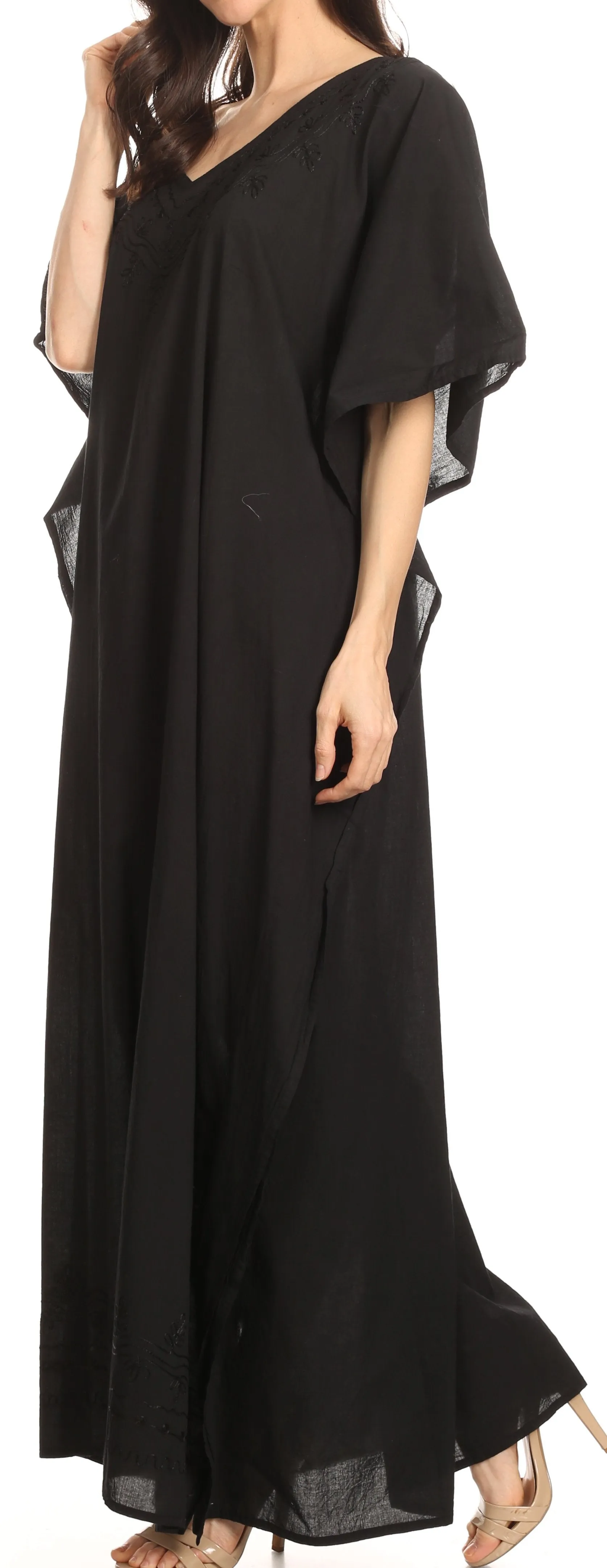 Sakkas Favi Womens Casual Long Maxi Dress Caftan Cover Up Loungewear in Rayon