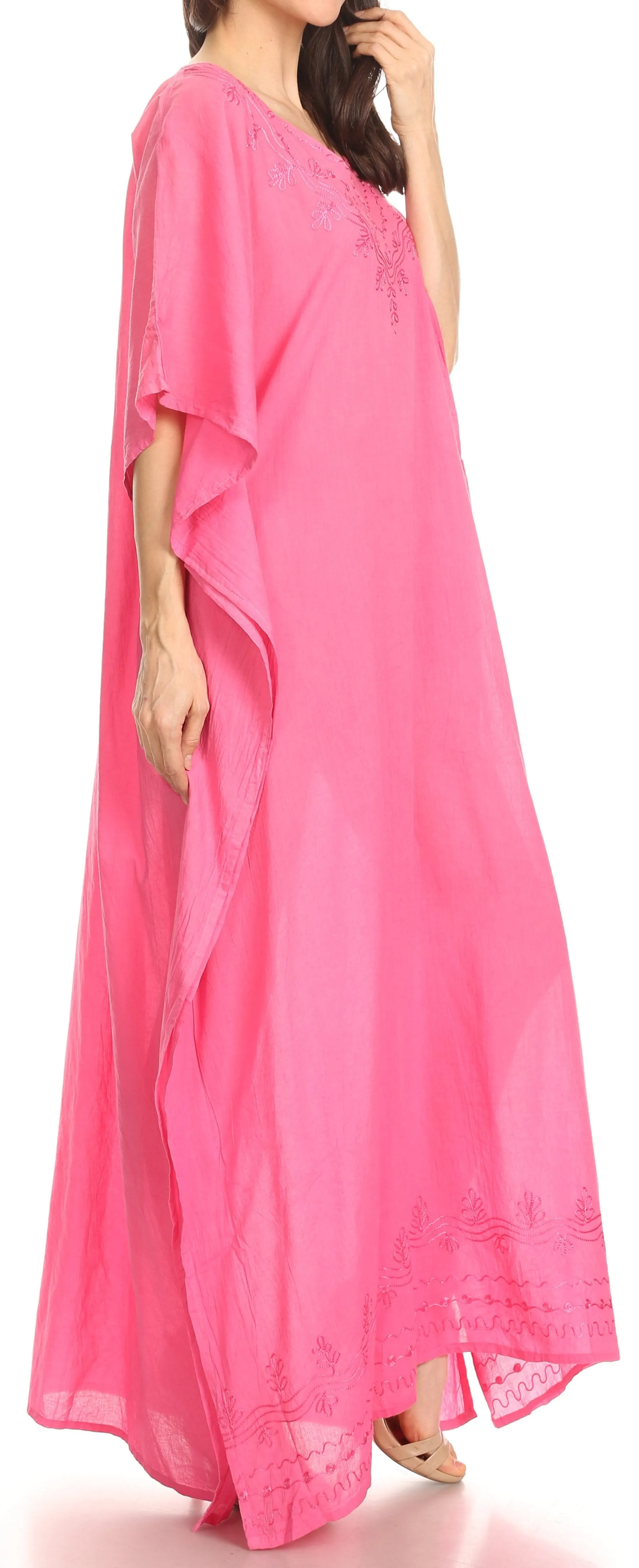 Sakkas Favi Womens Casual Long Maxi Dress Caftan Cover Up Loungewear in Rayon