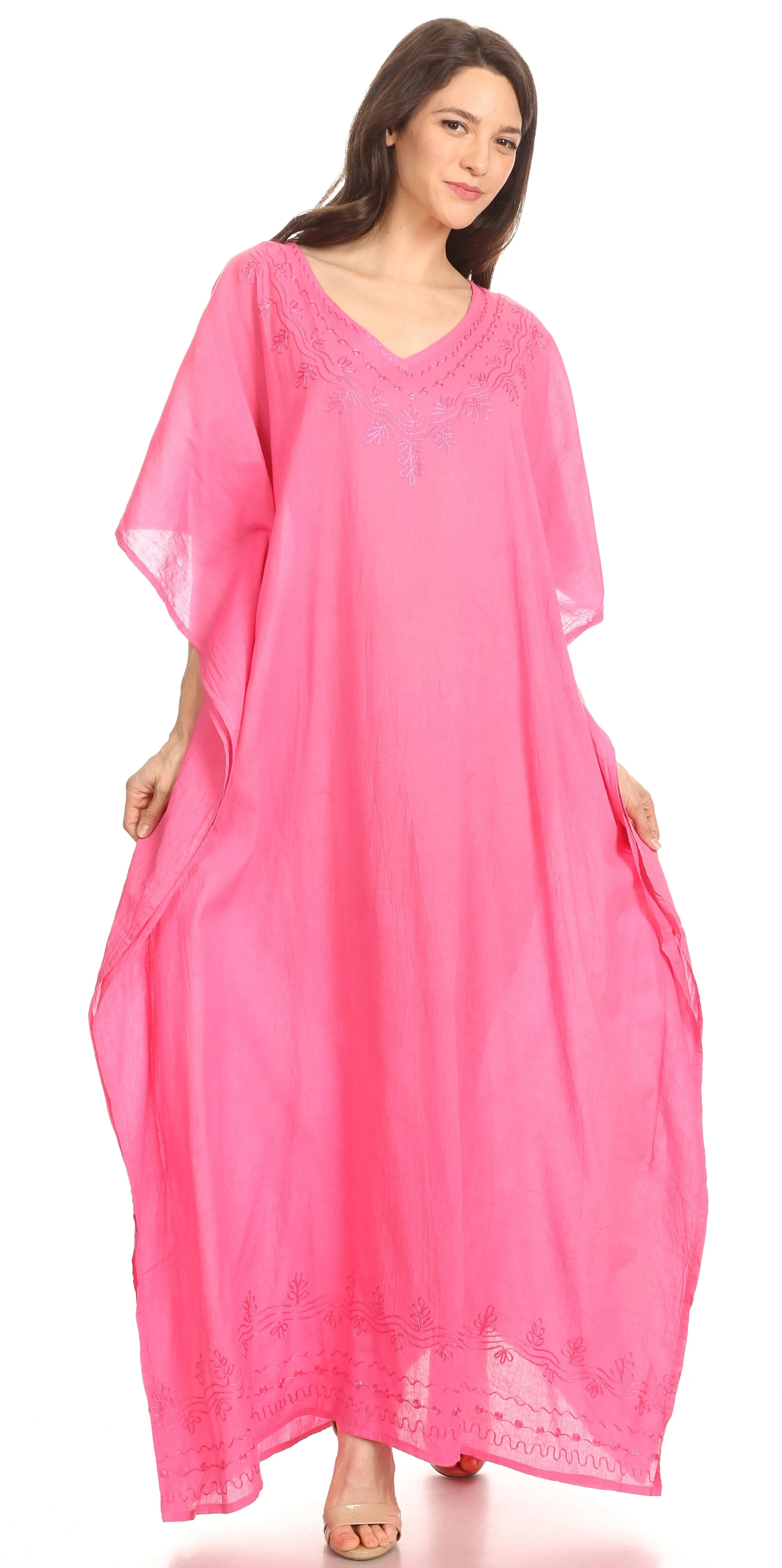 Sakkas Favi Womens Casual Long Maxi Dress Caftan Cover Up Loungewear in Rayon