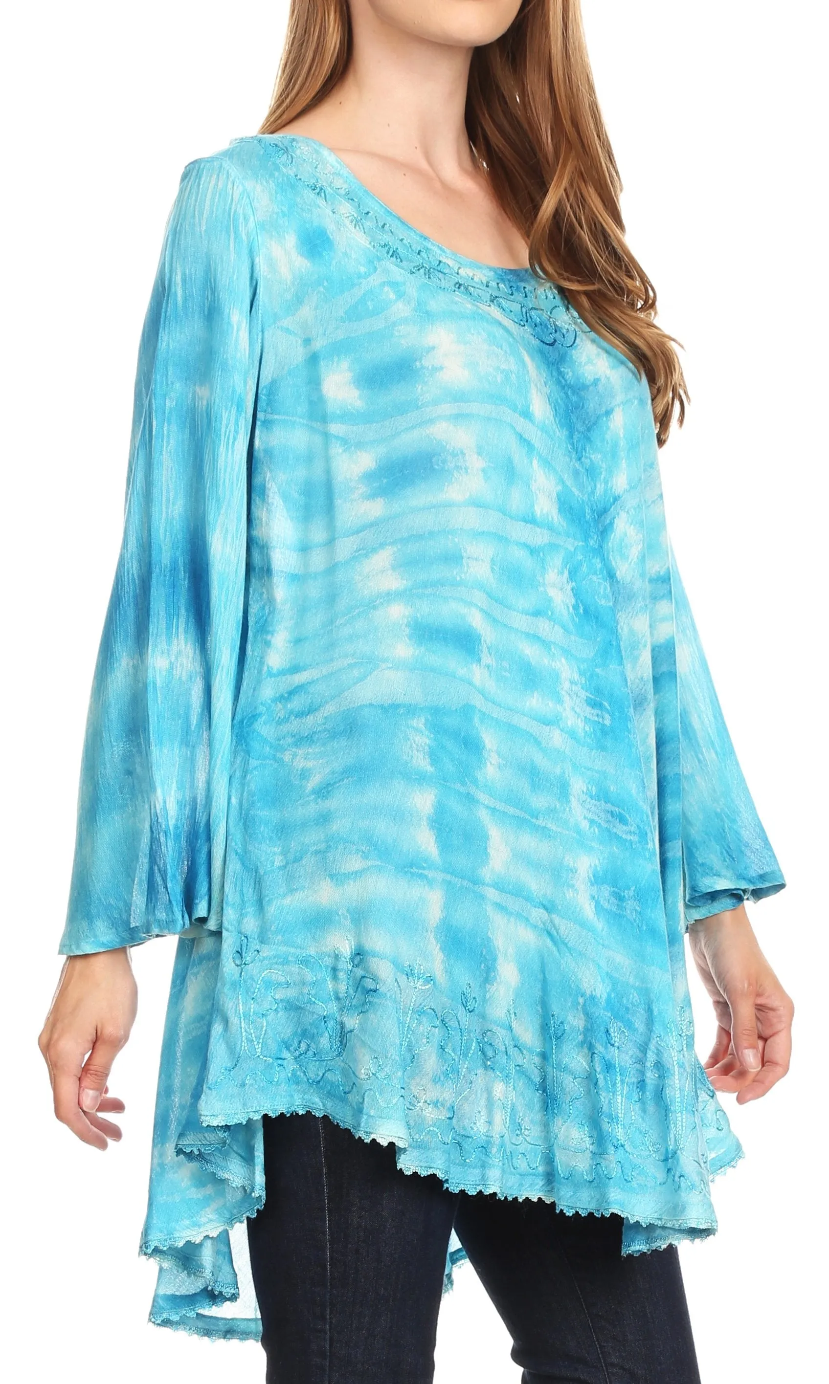 Sakkas Gilda Women's Summer Casual Short/ Long Sleeve Swing Dress Tunic Cover-up