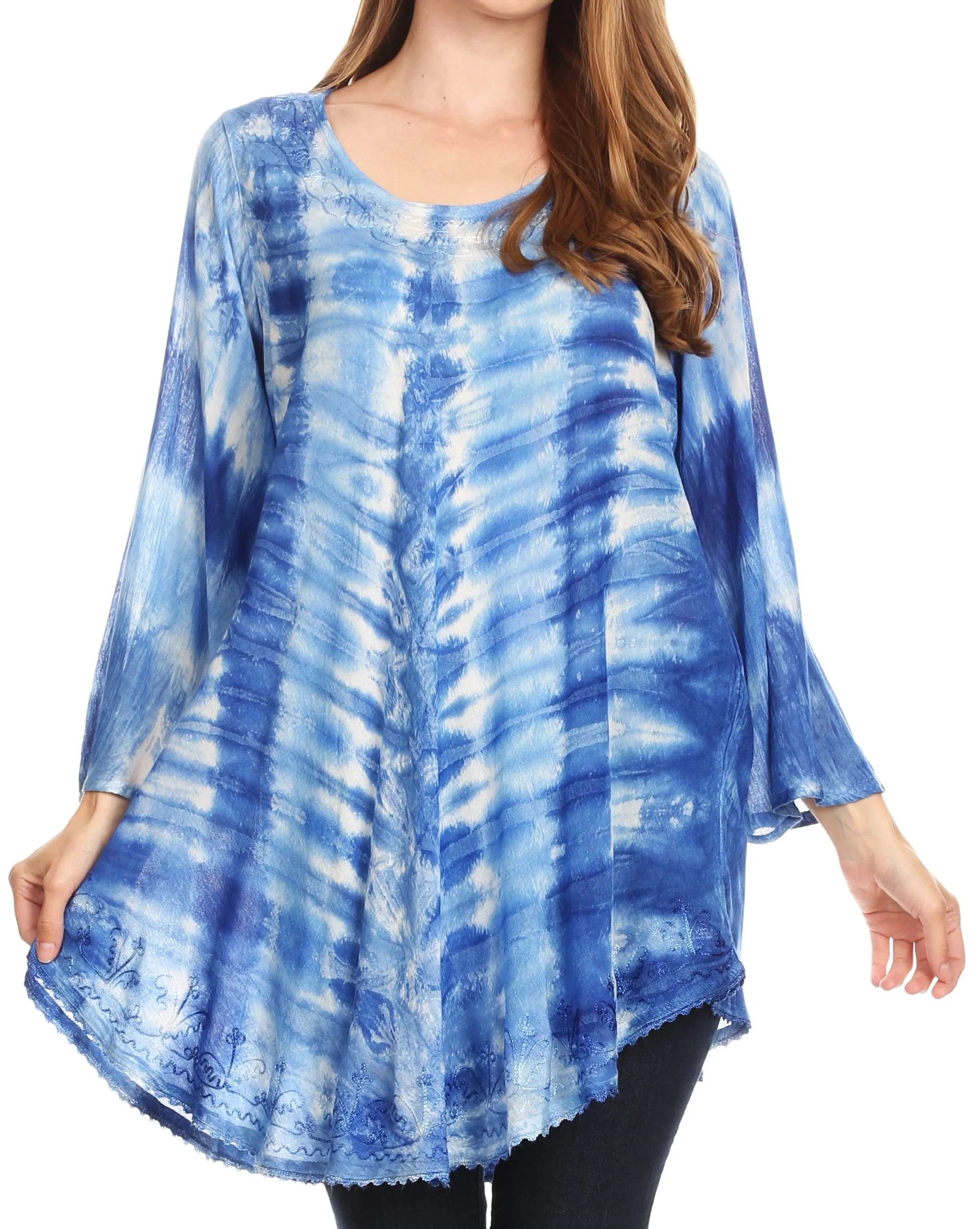 Sakkas Gilda Women's Summer Casual Short/ Long Sleeve Swing Dress Tunic Cover-up