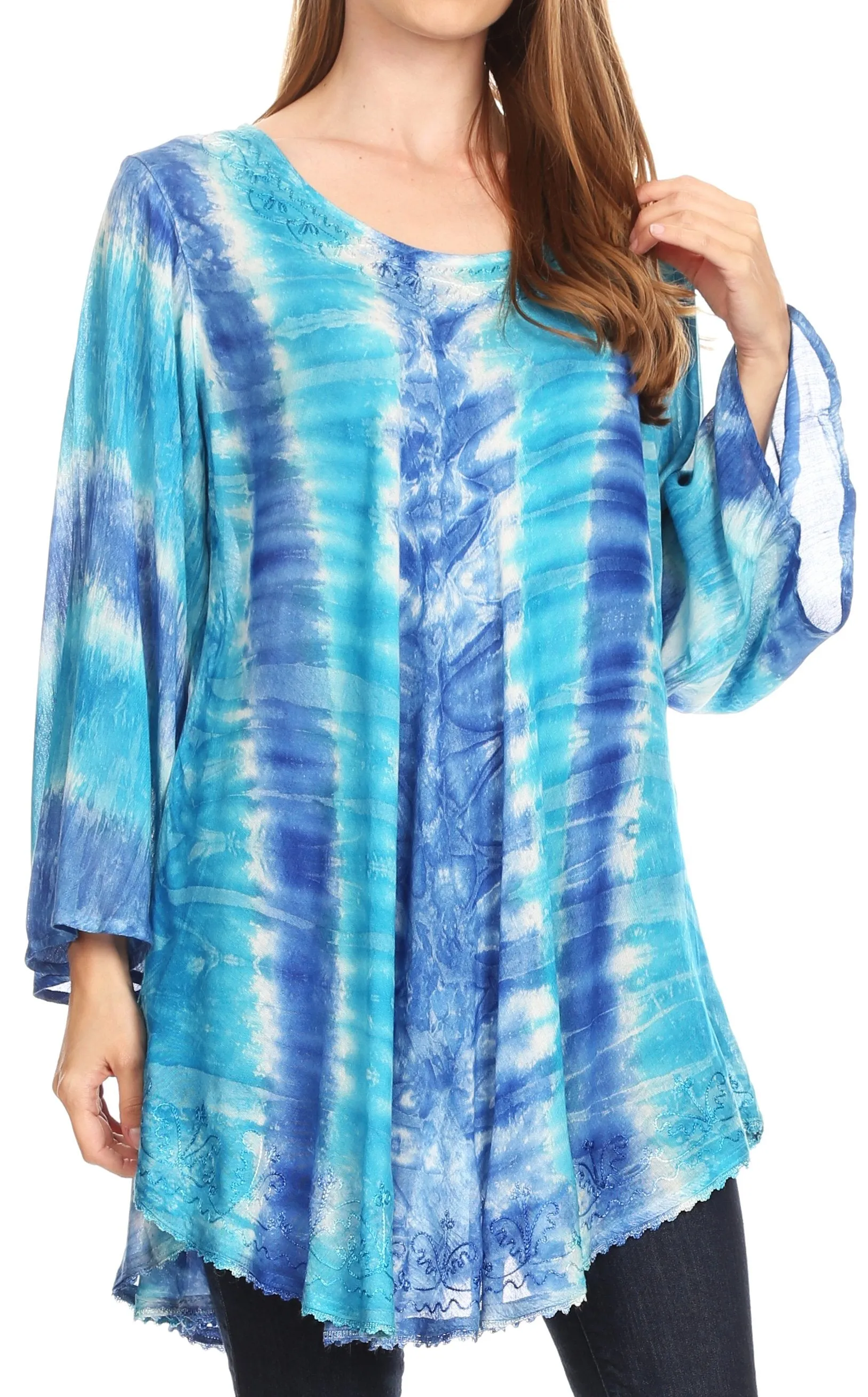 Sakkas Gilda Women's Summer Casual Short/ Long Sleeve Swing Dress Tunic Cover-up