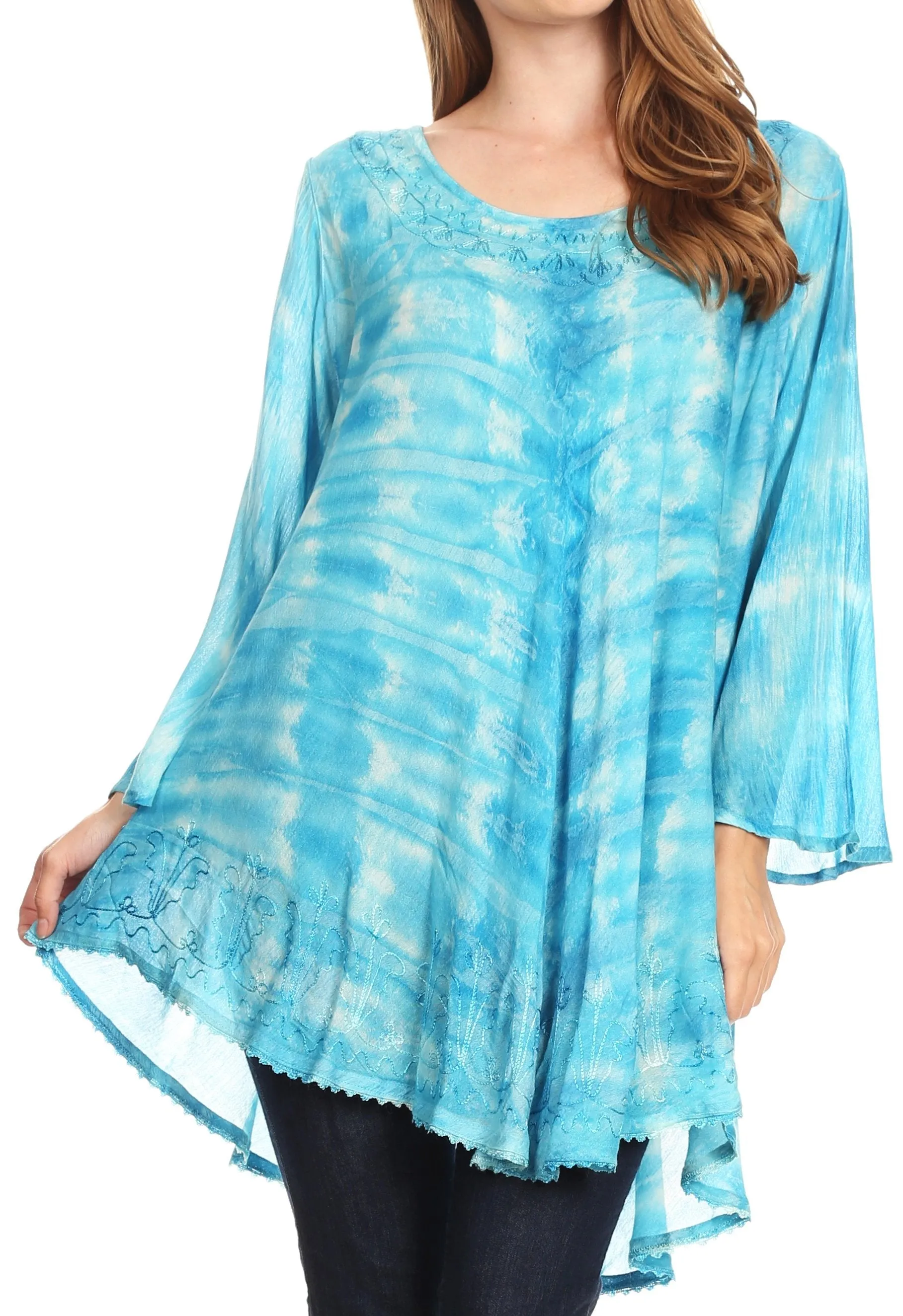 Sakkas Gilda Women's Summer Casual Short/ Long Sleeve Swing Dress Tunic Cover-up