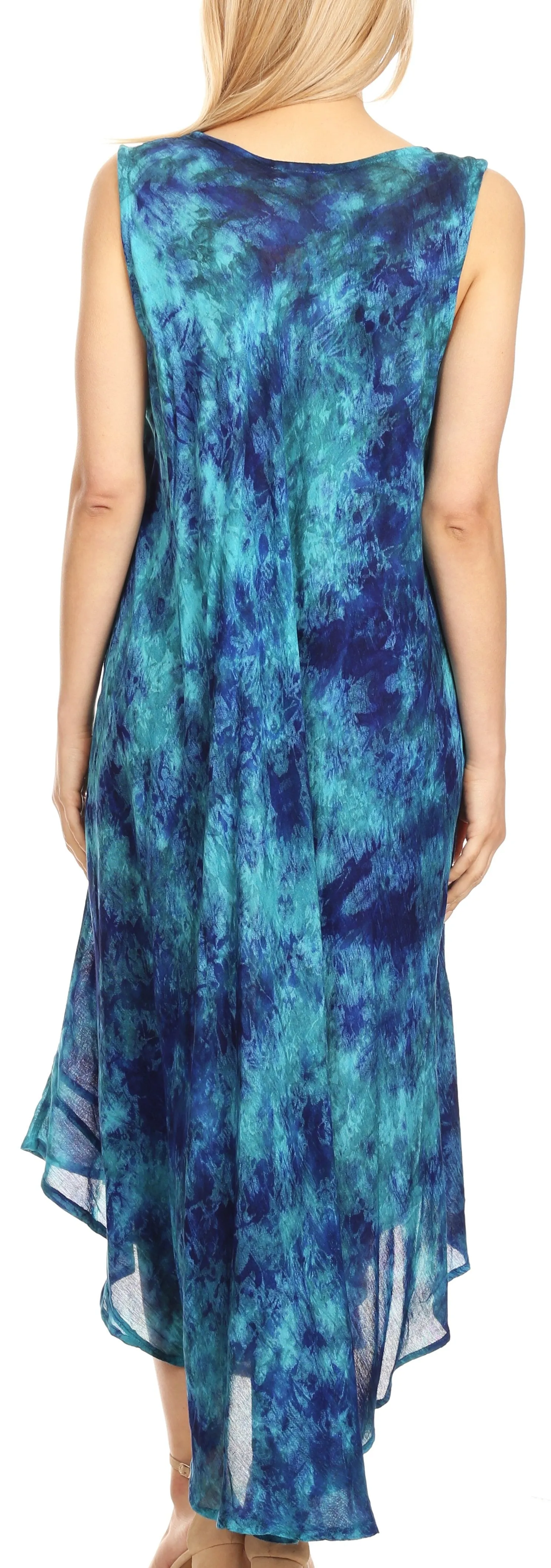 Sakkas Irene Women's Casual Tie-dye Maxi Summer Sleeveless Loose Fit Tank Dress