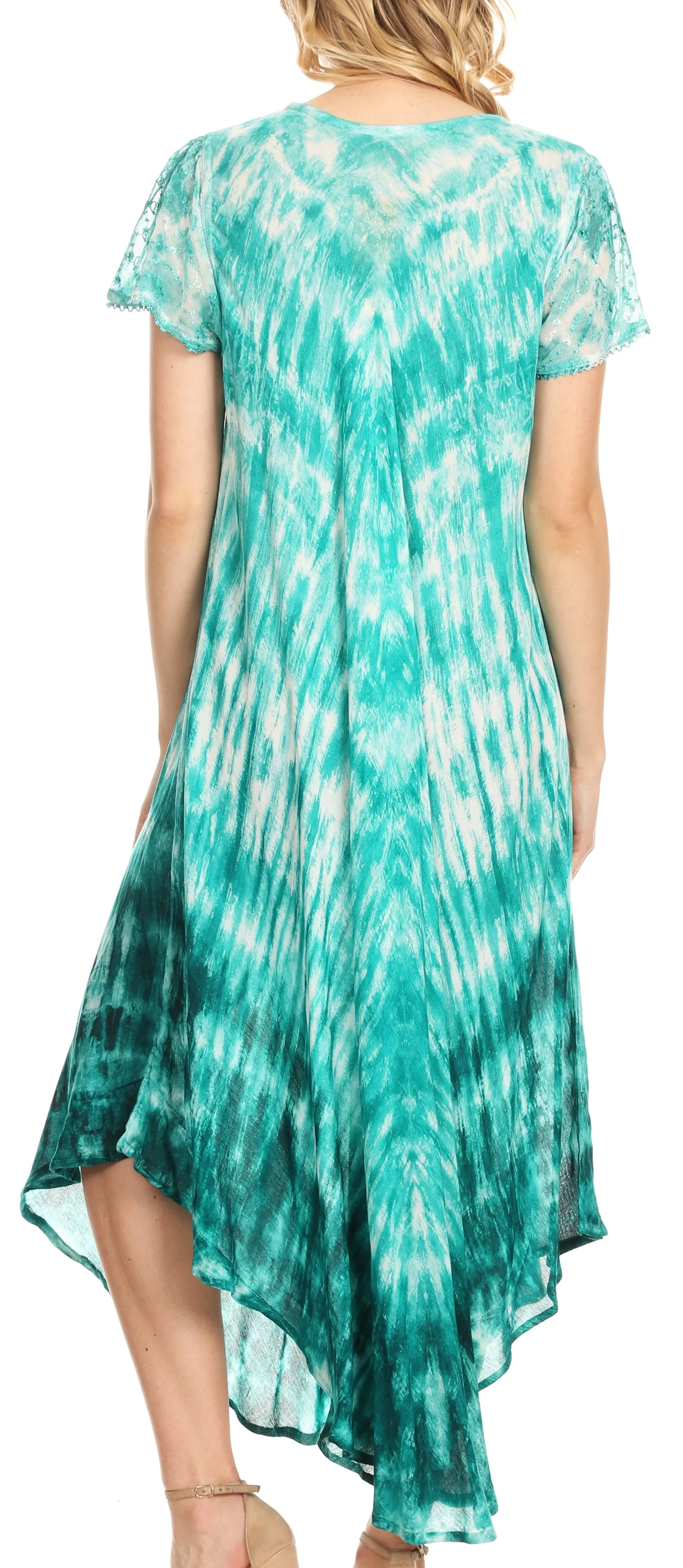 Sakkas Jonna Women's Short Sleeve Maxi Tie Dye Batik Long Casual Dress