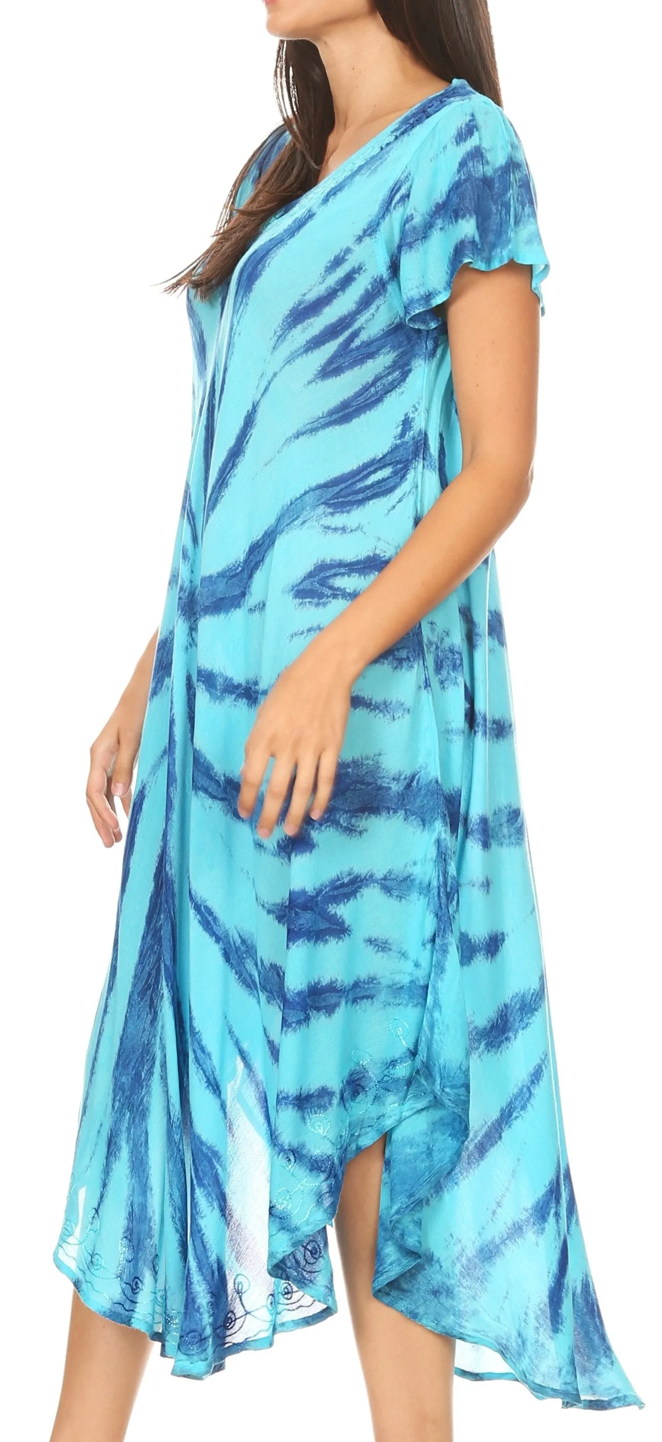 Sakkas Jonna Women's Short Sleeve Maxi Tie Dye Batik Long Casual Dress