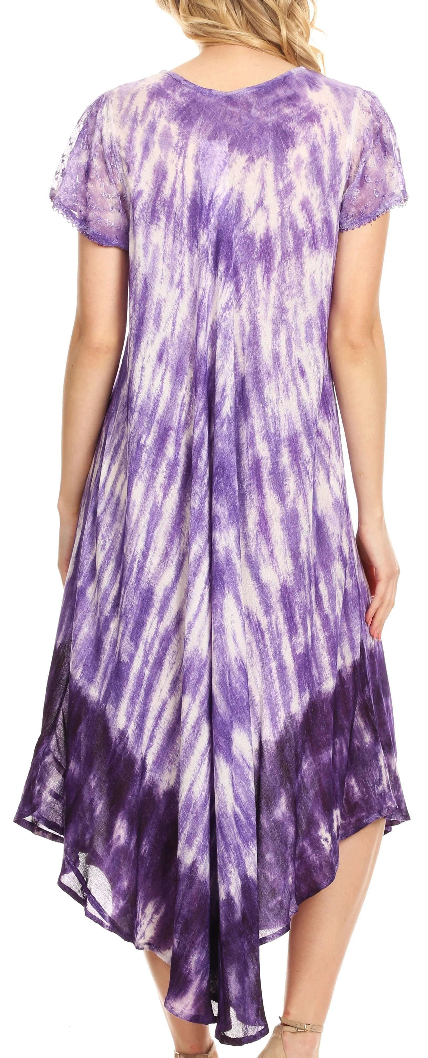 Sakkas Jonna Women's Short Sleeve Maxi Tie Dye Batik Long Casual Dress