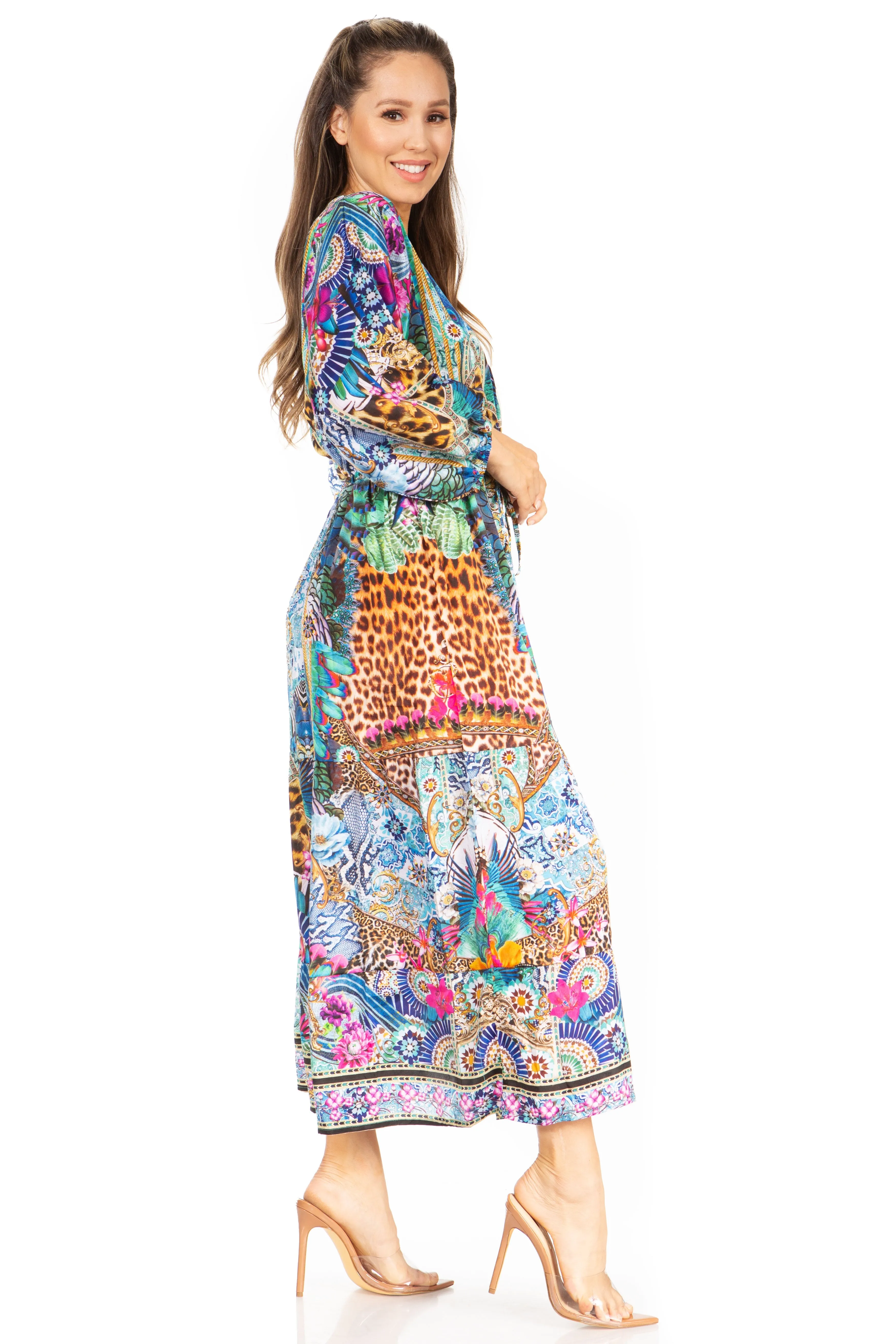 Sakkas Katty Floral Print Women's Boho Maxi Dress