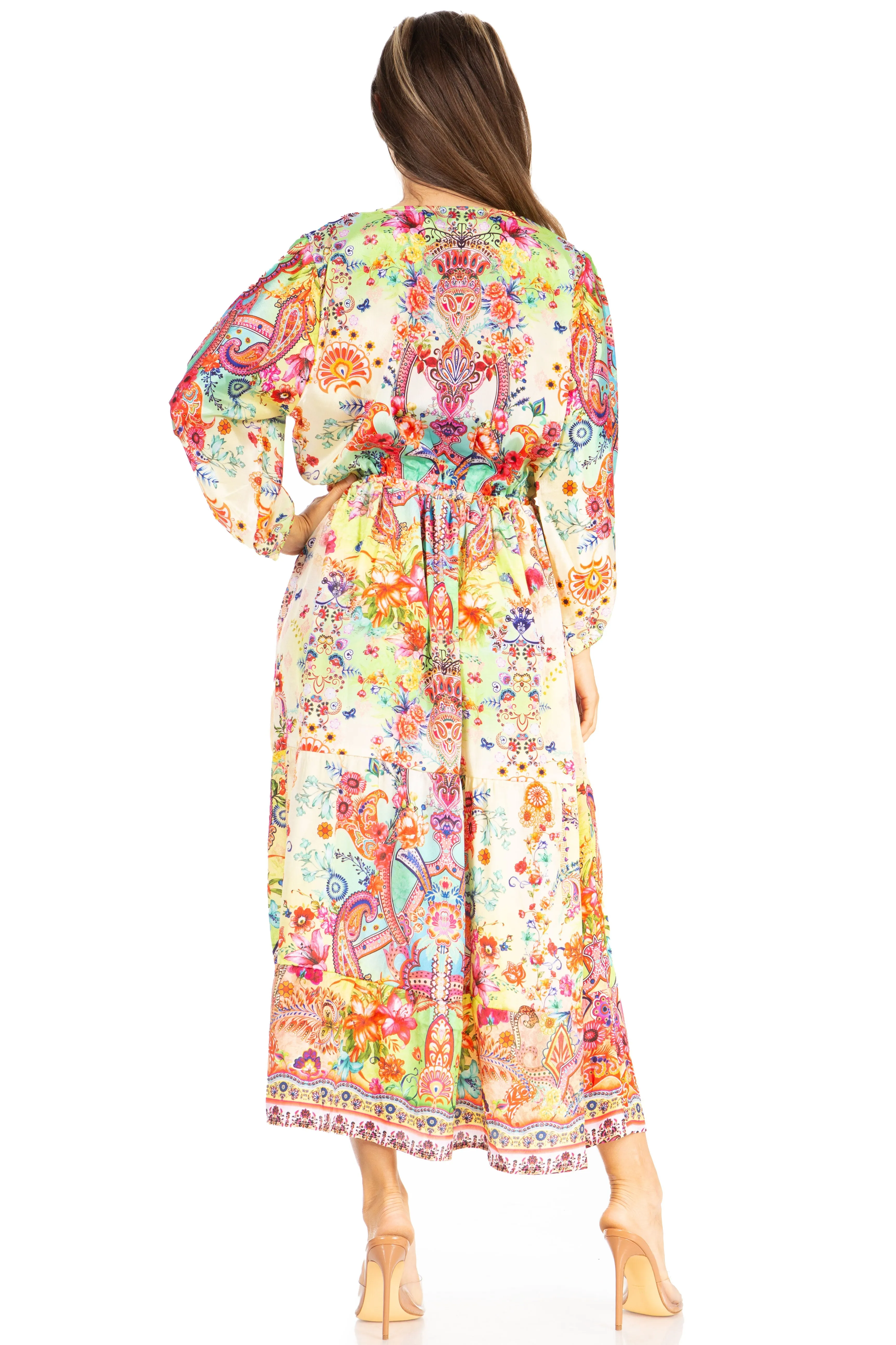 Sakkas Katty Floral Print Women's Boho Maxi Dress