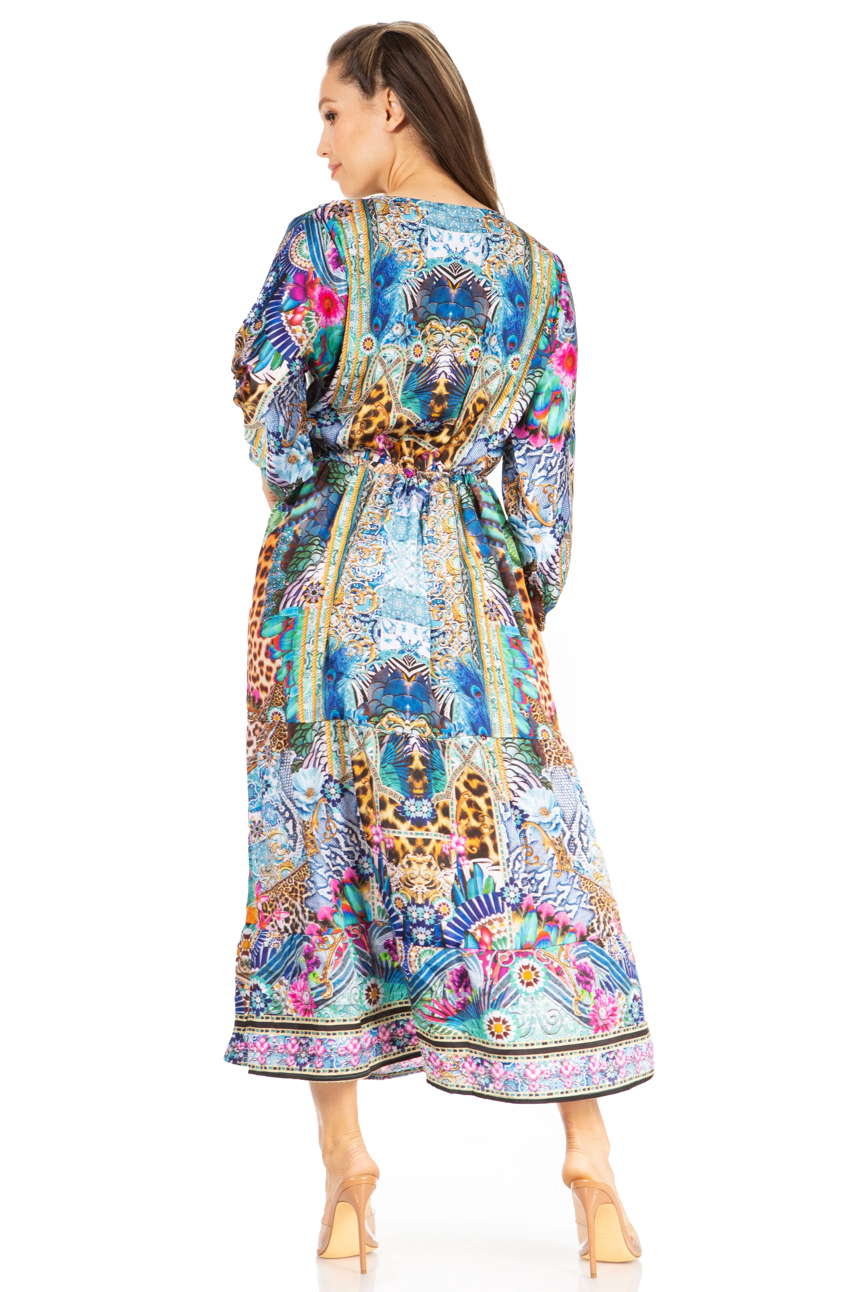 Sakkas Katty Floral Print Women's Boho Maxi Dress