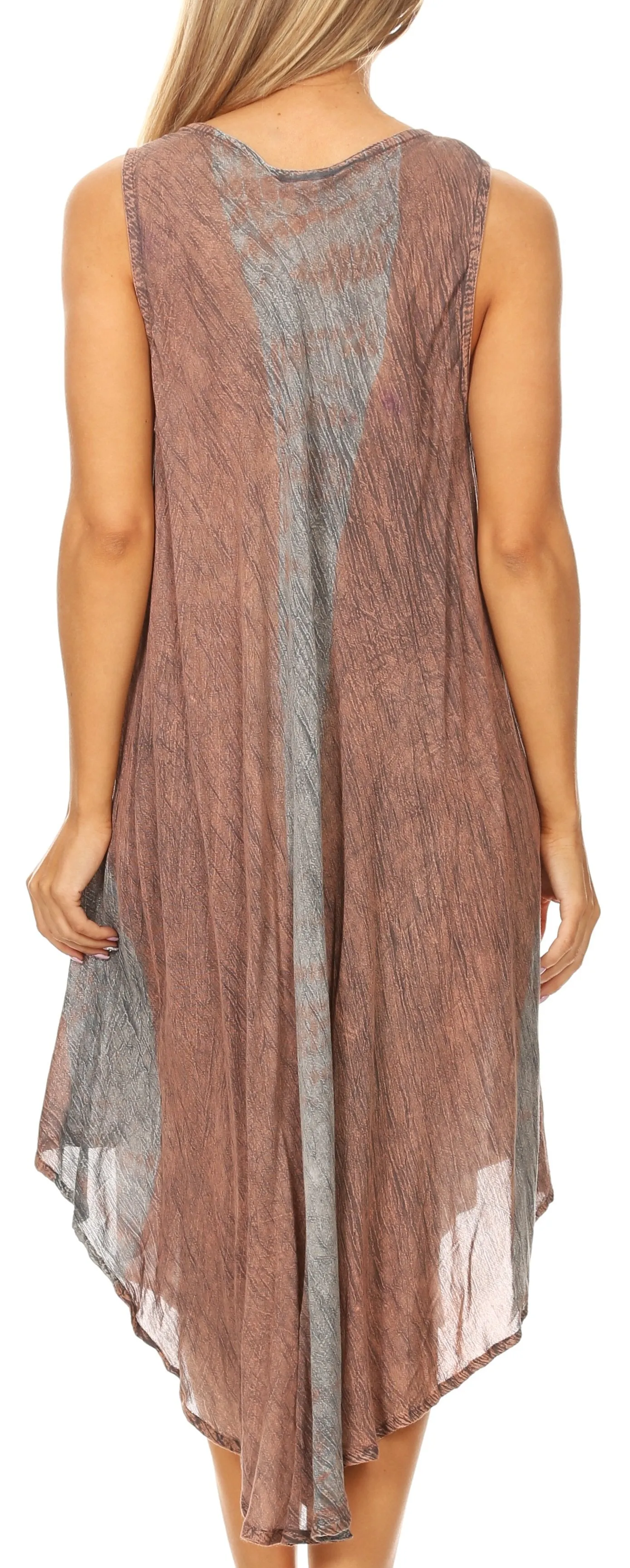 Sakkas Mita Women's Midi Loose Sleeveless Casual Sundress Tank Dress Cover-up