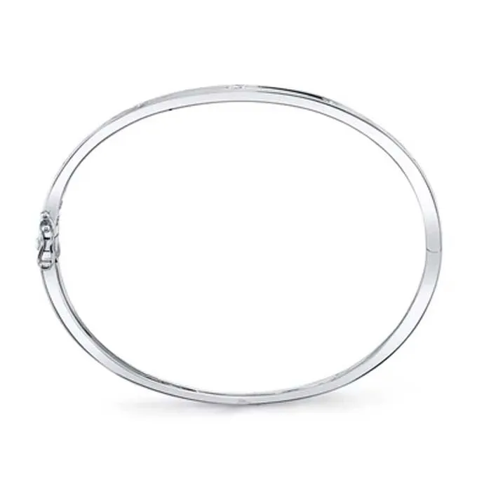 Shy Creation .38CTW Diamond Station Bangle Bracelet in 14K White Gold