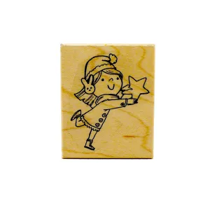 Star Girl Holiday Rubber Stamp