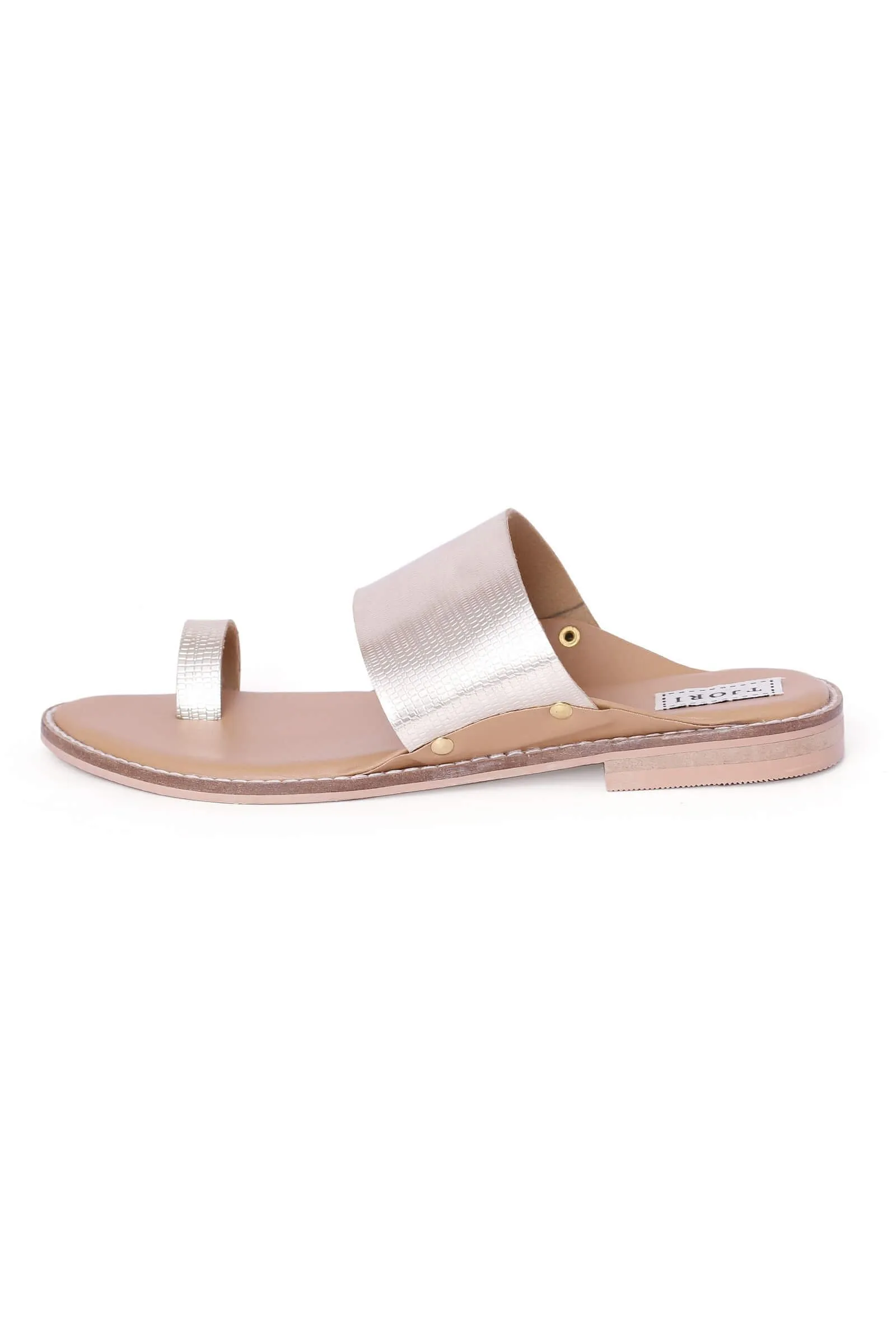 Textured Silver Cruelty-Free Leather Kolhapuri Inspired  Chappals