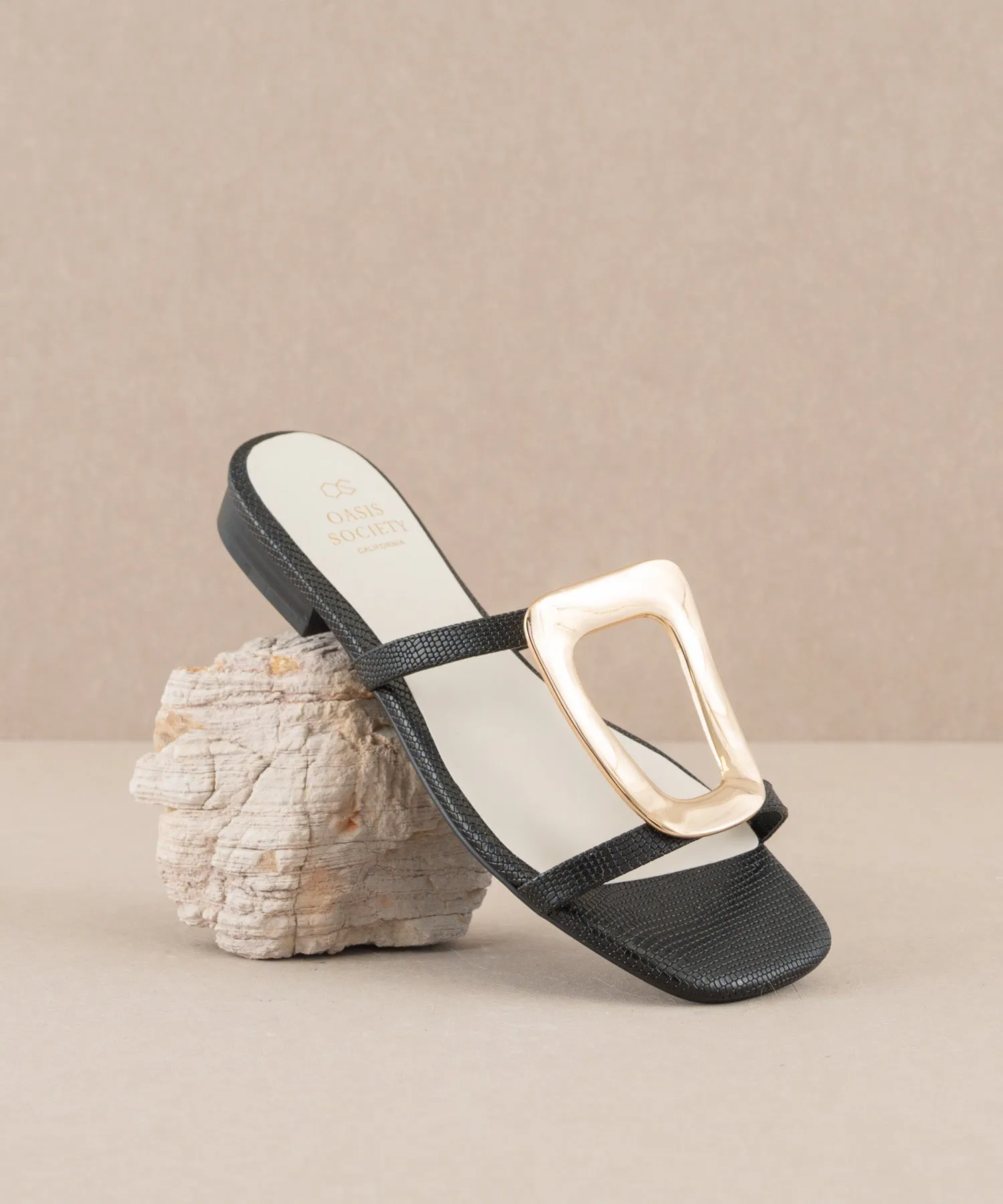 The Amiyah | Black Statement Buckle Sandal