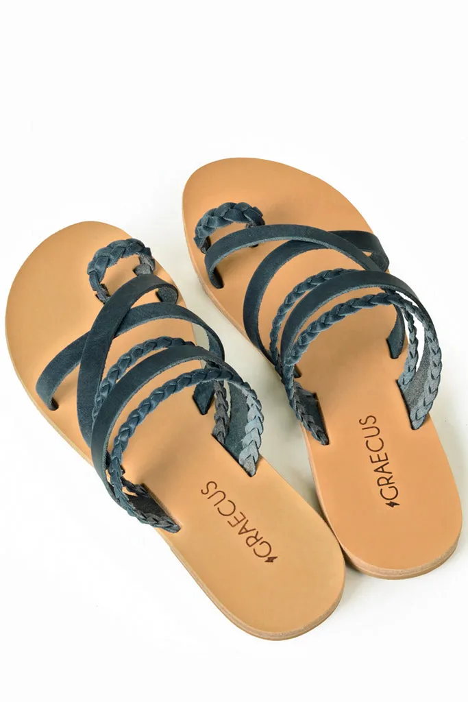 Themis Blue Leather Sandals