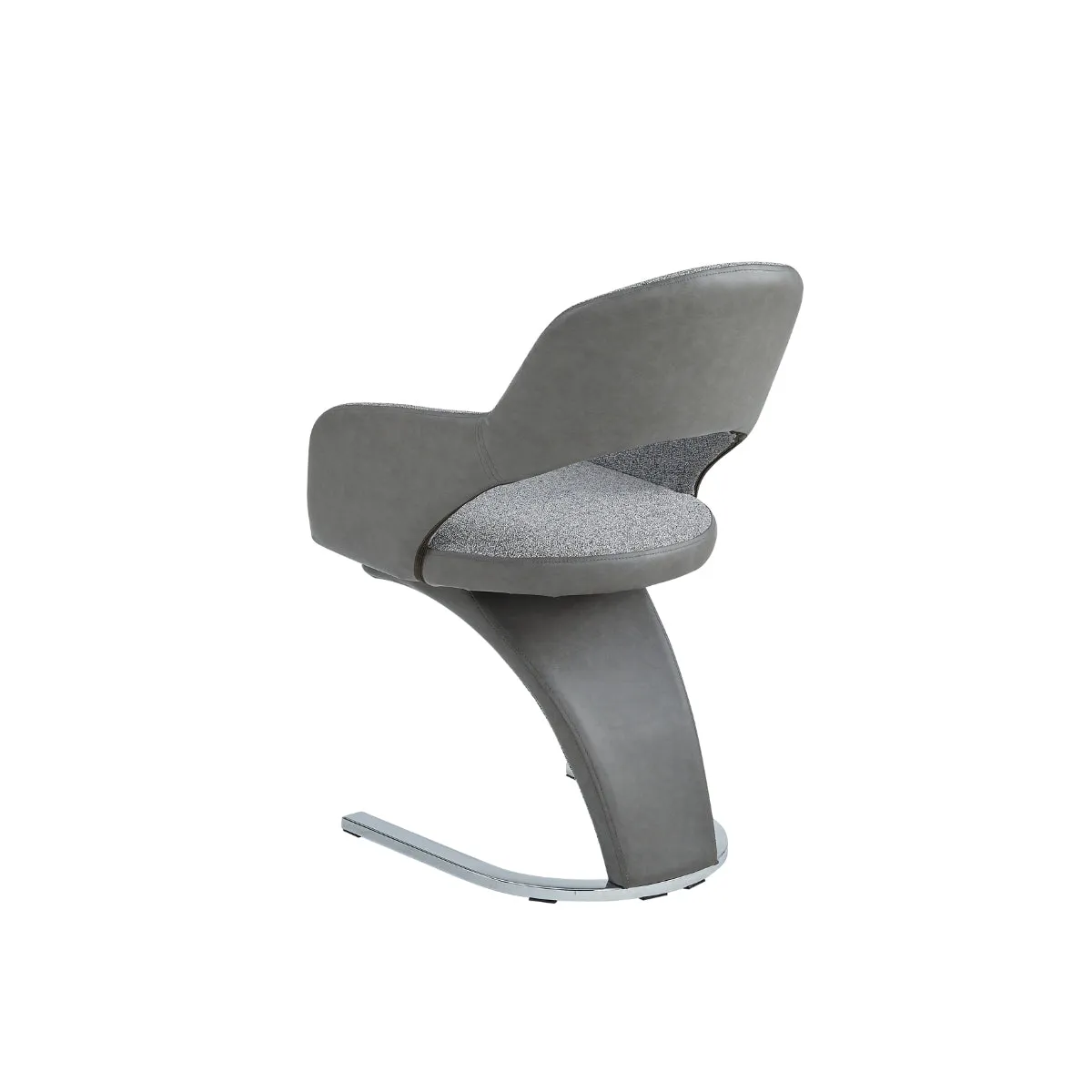 Ultra-Modern Grey & Chrome Side Chair - Set of 2