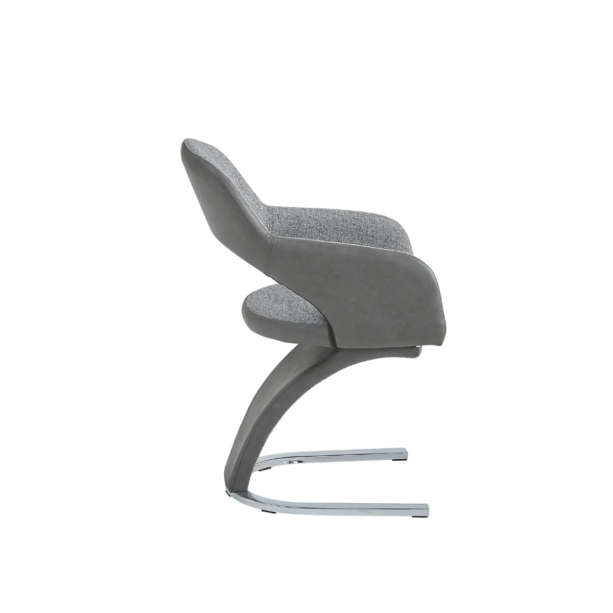 Ultra-Modern Grey & Chrome Side Chair - Set of 2