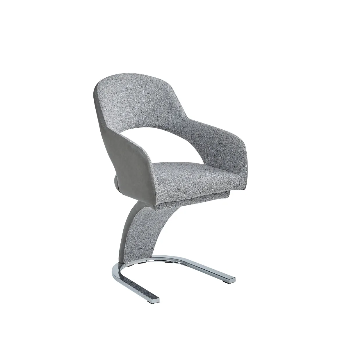 Ultra-Modern Grey & Chrome Side Chair - Set of 2