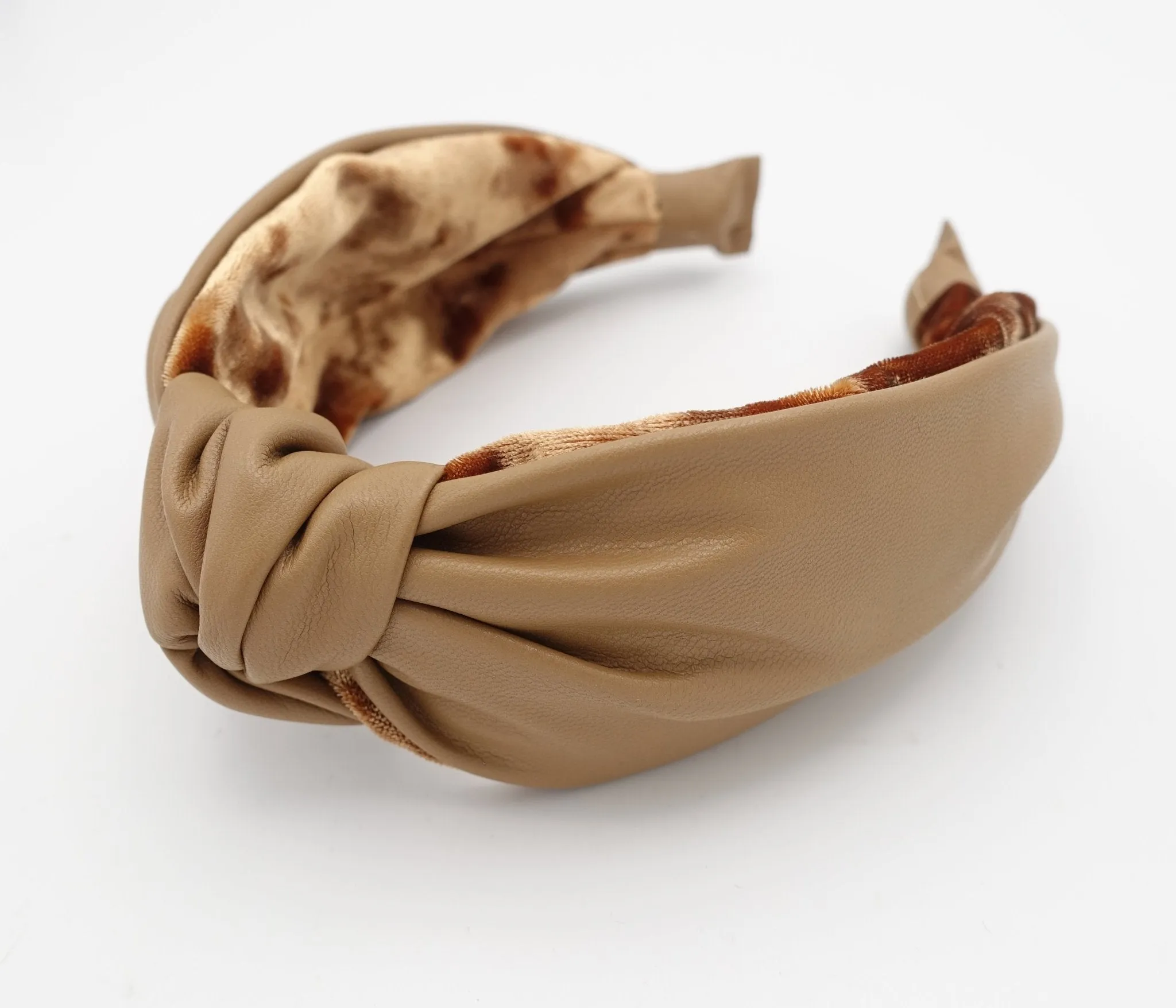 velvet layered leather top knot headband stylish women hair accessory