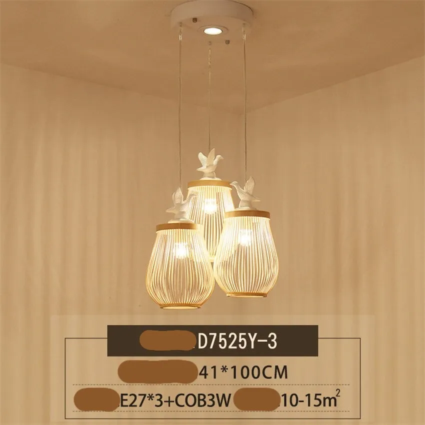 Wooden Bird Cage LED Pendant Light - Bird Pendant Light