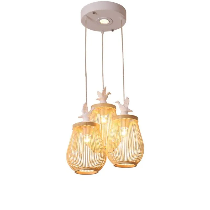 Wooden Bird Cage LED Pendant Light - Bird Pendant Light