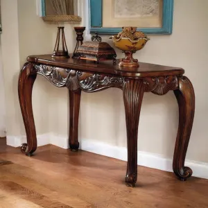 Wooden Twist Furzy Hand Carved Teak Wood Console Table Royal Beautiful Design, Luxurious Home Decor for Living Room or Entryway