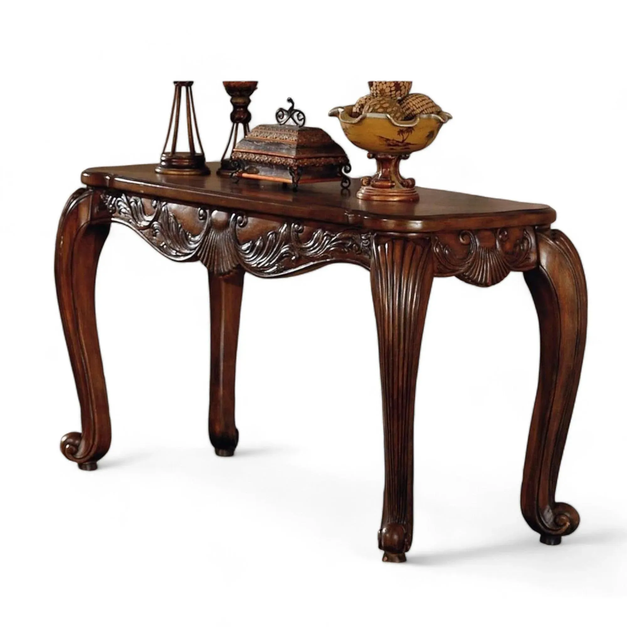 Wooden Twist Furzy Hand Carved Teak Wood Console Table Royal Beautiful Design, Luxurious Home Decor for Living Room or Entryway