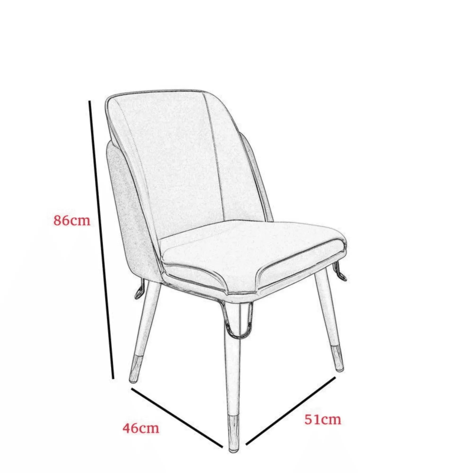 Wooden Twist Greco Modern Stylish PU Leather Dining Chair with Metal Legs for Wedding, Banquet Hall, Dining Room