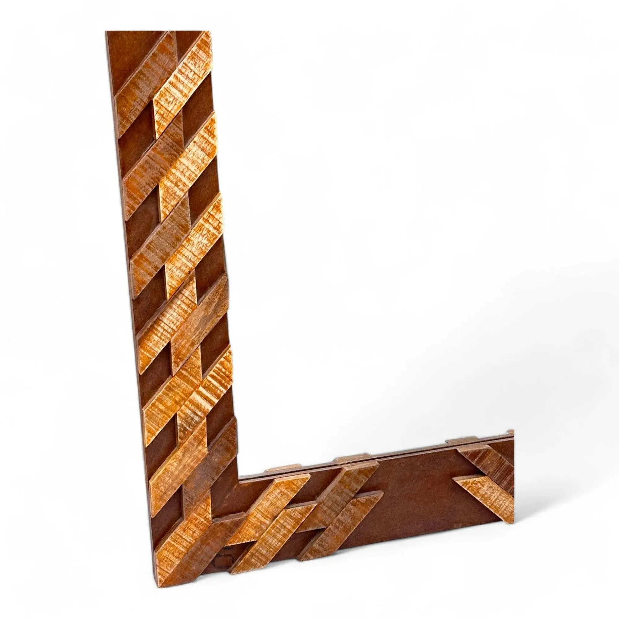 Wooden Twist Nuzzle Traditional Rectangular Hand-Carved Mango Wood Decorative Wall Standing Frame Mirror (48 x 24 inch)